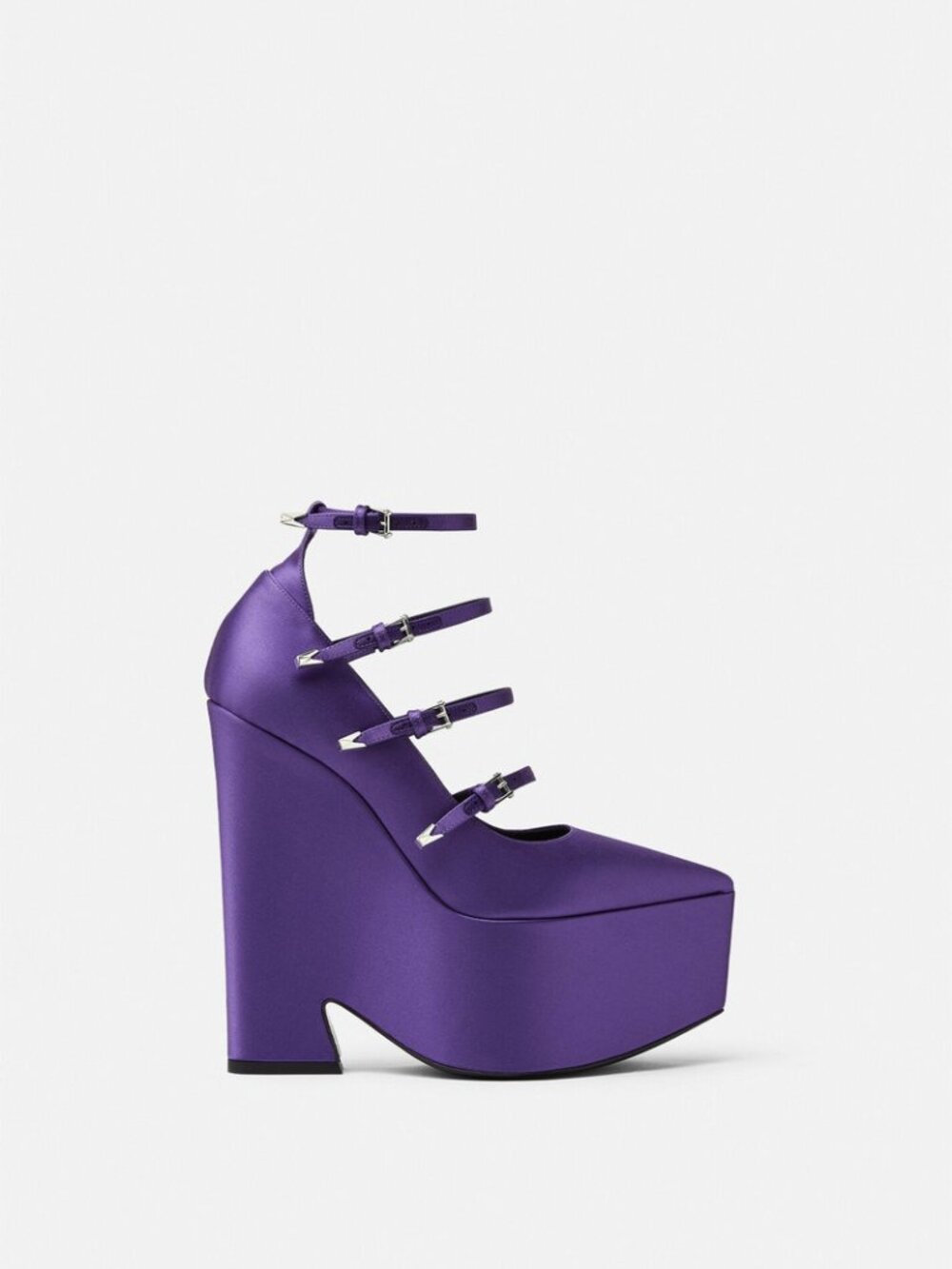 Versace Tempest Deep Purple Satin Platform Pumps - Picture 12 of 14